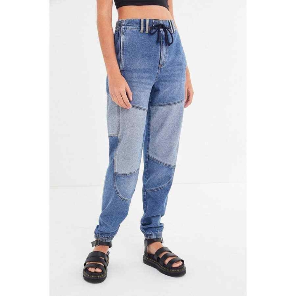 BDG Urban Outfitters Patchwork Elastic Cuff Waist Velcro Denim Jogger Small S